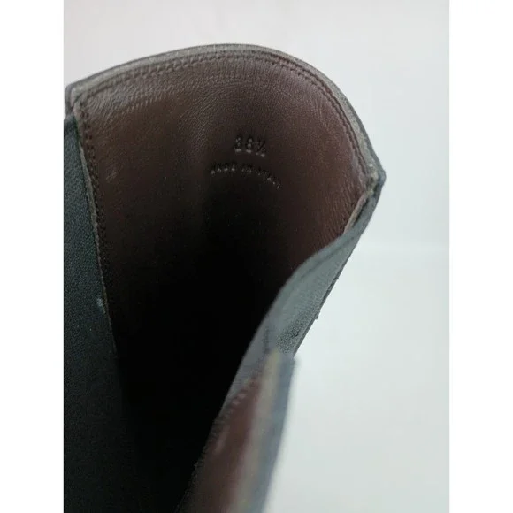 Bottega Veneta Tall Lug High Top Chelsea Boots Black Leather Chunky Size 38.5